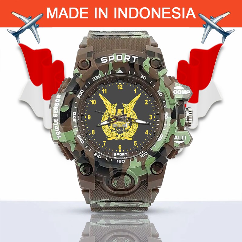 {Istimewa} Jam Tangan TNI-AU (Angkatan Udara) -Coklat Army Water Resistant