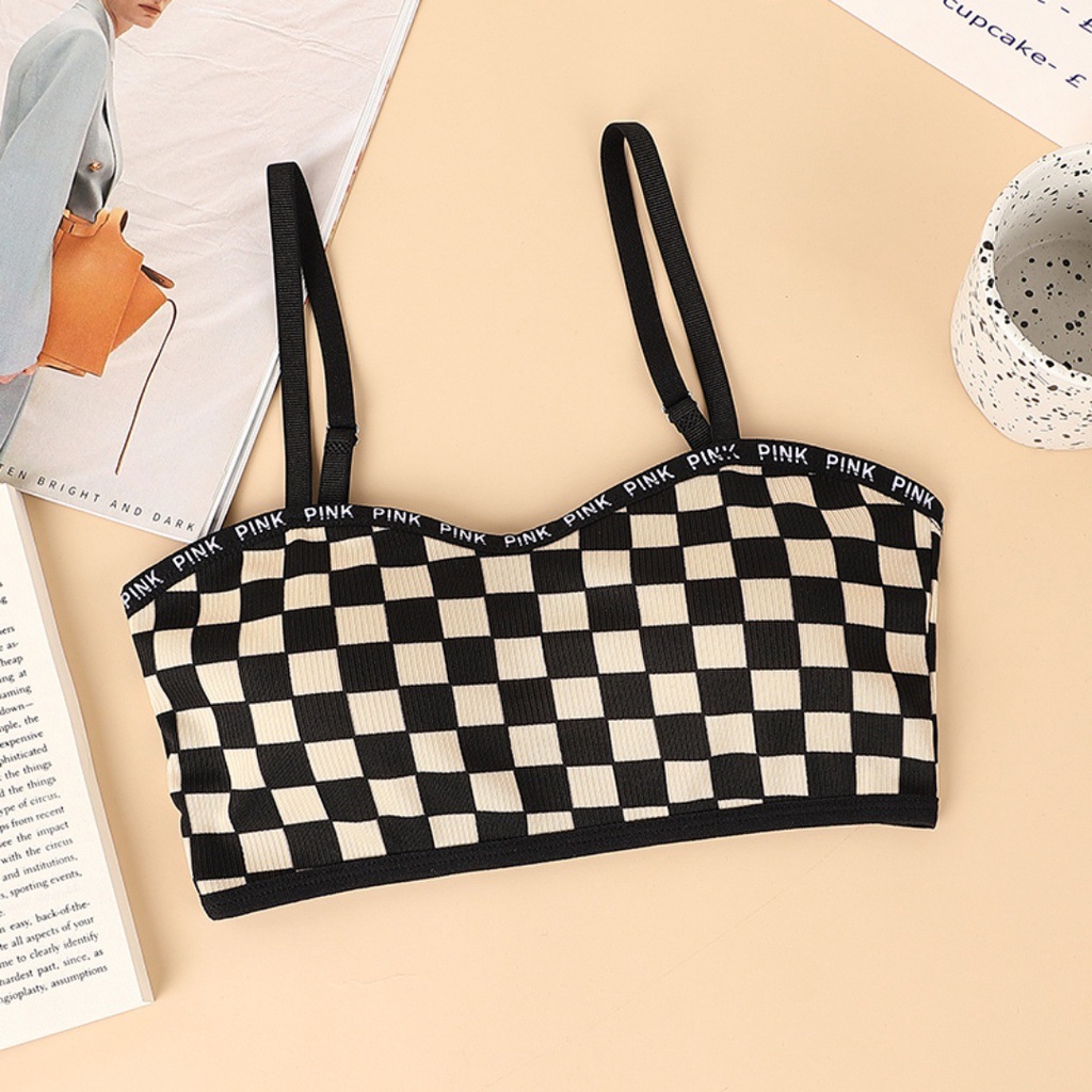 HUES.ID Bra Pakaian Dalam Wanita Import Motif Catur 1087