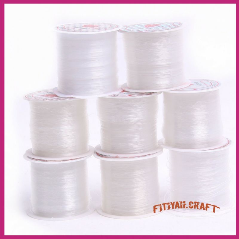 Senar Nylon Payet (Tidak Elastis) Putih Bening ukuran 0,2 mm-0,6 mm Untuk gelang payet