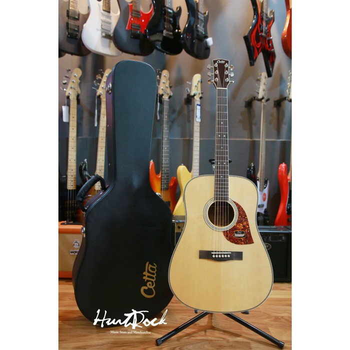Cetta CS90DS Nat Include Hardcase Full Solid Akustik Gitar