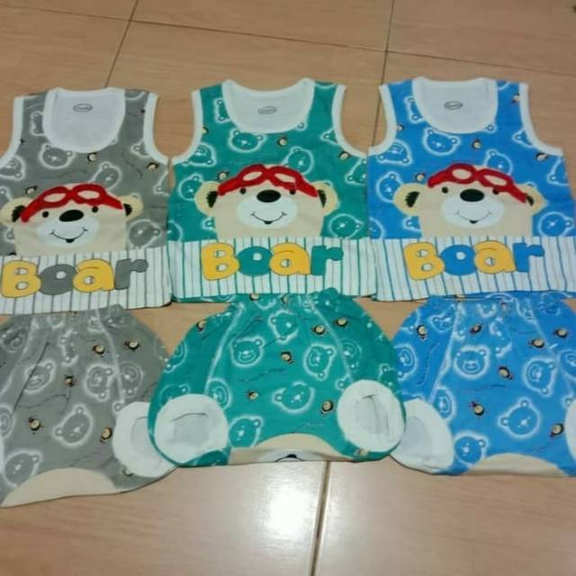 Stelan baju kutung celana pop bayi 3 - 6 bulan