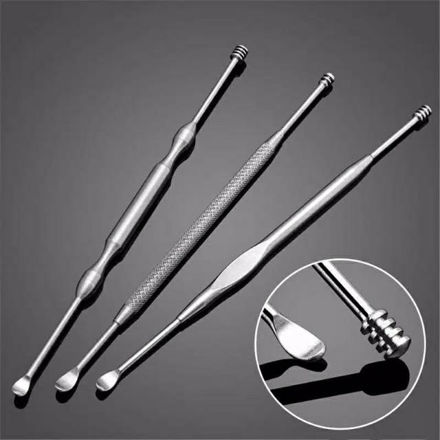 LZ.C42 Earpick stainless atau plastik 2in1. Korek kuping. Alat pembersih kotoran telinga