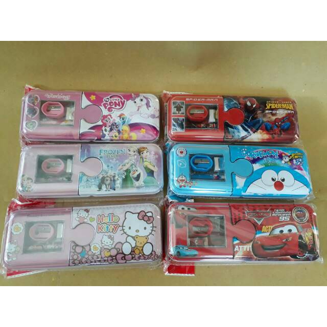 Tempat pensil/ kotak pensil + isi lucu murah