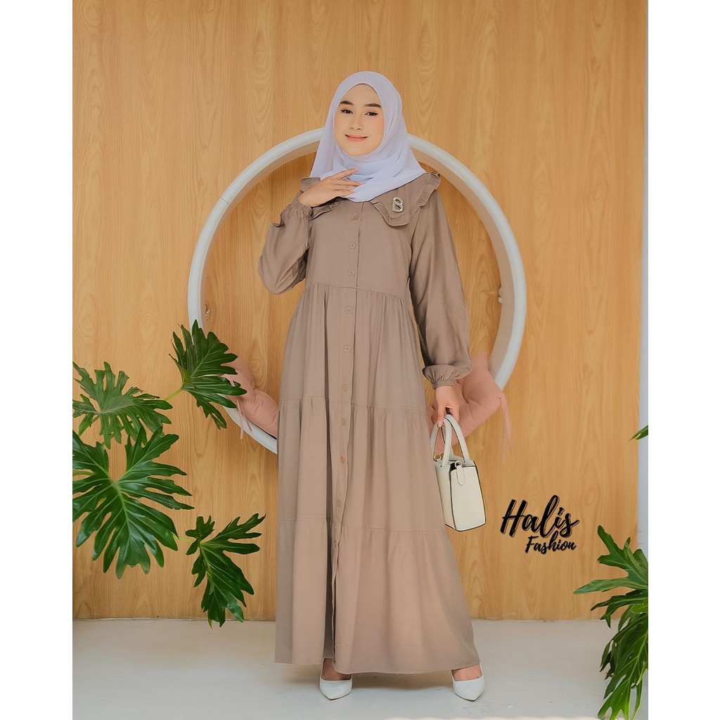 Gamis anak Adiba dress coupel mom &amp; kids katun twill adem sweet model ori halis fashion couple baju manasik putih anak