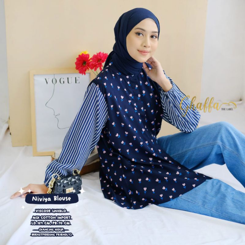 Blouse motif premium / Niviya blouse by ghaffa the label / blouse muslimah modern