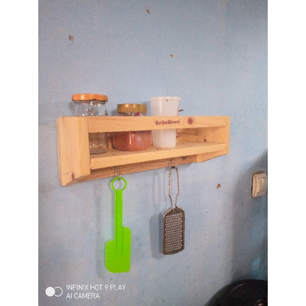 Rak Bumbu dinding kayu jati belanda