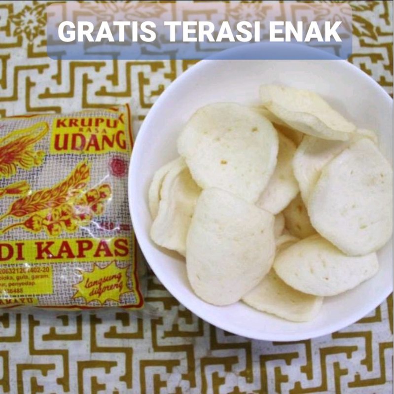 

KERUPUK UDANG PADI KAPAS KECIL exp des 2023 GRATIS TERASI ENAK Khas Cirebon