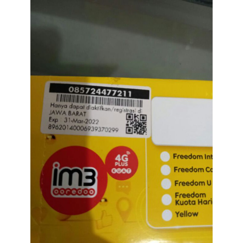 kartu perdana nomer Cantik IM3 Indosat