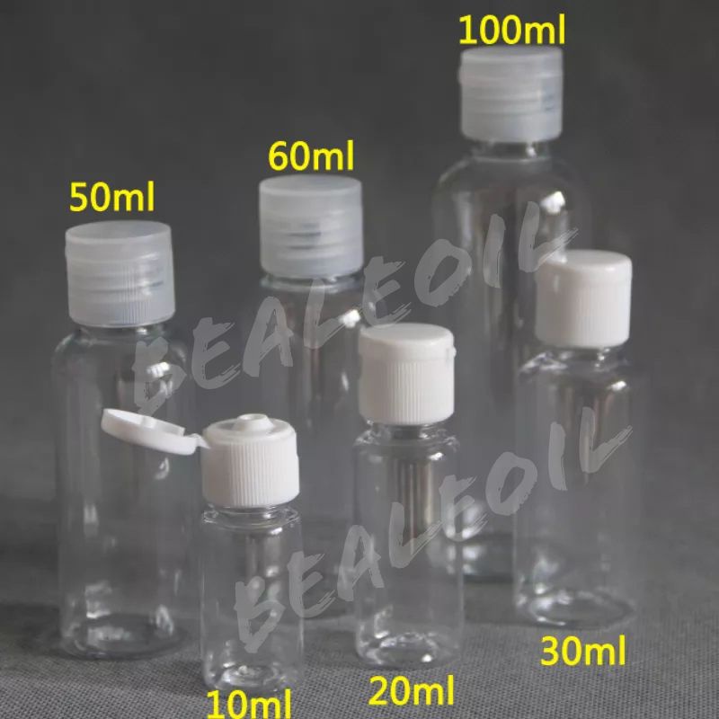 Botol Plastik PET Tutup Flip 20ml 30ml 60ml 100ml Bening BEALE PACKAGING
