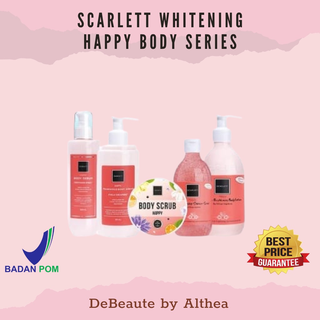 Scarlett Whitening Happy Body Series | Body Lotion - Body Cream- Body Serum - Body Scrub - Shower Scrub