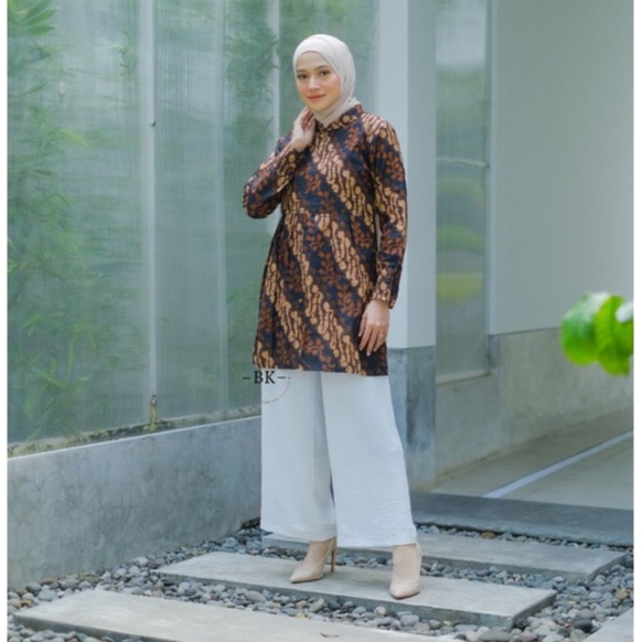 Baju Batik Wanita Modern Atasan Blouse Batik Kerja Kantor Wanita Motif Soft Inara