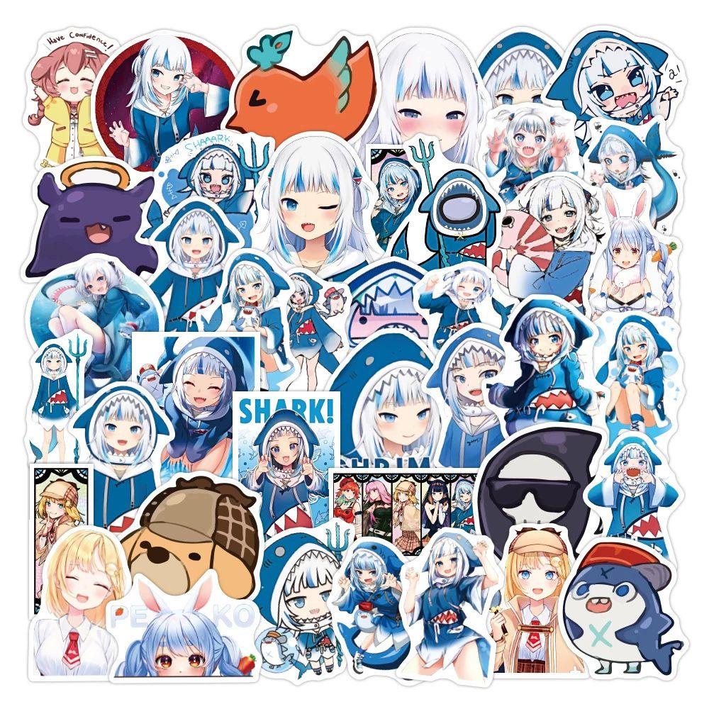 Agustina Hololive Vtuber Stiker Hadiah Mainan Anak Kreativitas Gitar Dekorasi Stiker DIY Scrapbooking Hiu Alat Tulis Stiker Skateboard Anime Stiker