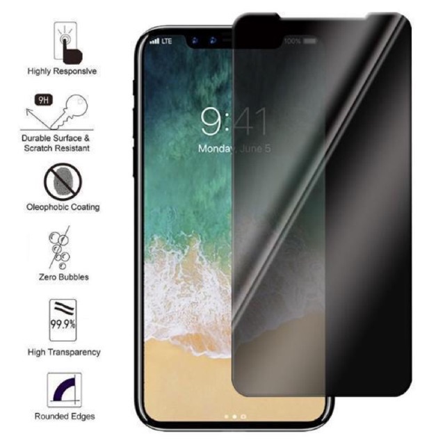 TG Anti SPY ORI iPhone X XS XR XSMAX 8+ 8 8G 7+ 7 7G 6+ 6S+ 6 6G 6S 5 5G 5C 5S Tempered A-SPAY PRIVACY Full Glossy/Matte Glare/Temperd Glass Kaca Ful Cover/Tempred Pelindung Layar Tidak Bisa Lihat dari Samping/Hitam-Black-Gelap/A-Gores AMOLED MAX Plus S G