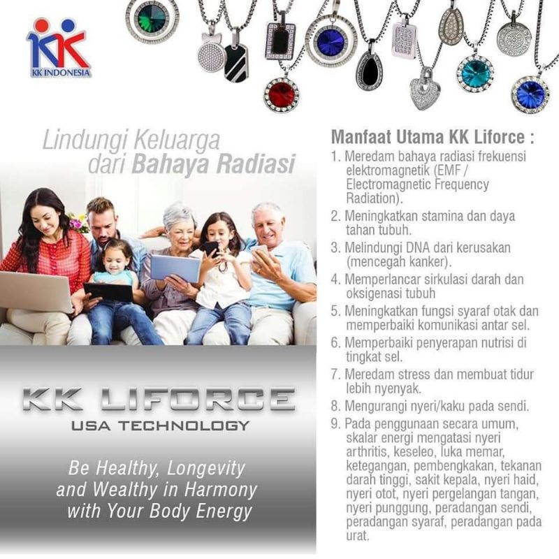 KK LIFORCE  (Promo Hemat 2 Pcs) Kalung &amp; Gelang Kesehatan Anti Radiasi KK Liforce Original Promo Kalung Souvenir Wedding Original KK Indonesia