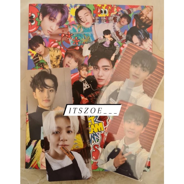 wts album hot sauce nct dream folded poster chenle + jeno cafe + mark agent + mark bene mumo + mark 