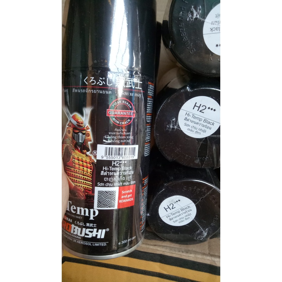 cat semprot samurai pilok pilox samurai hi temp black h2 pilok knalpot anti panas samurai hitam doff 300ml