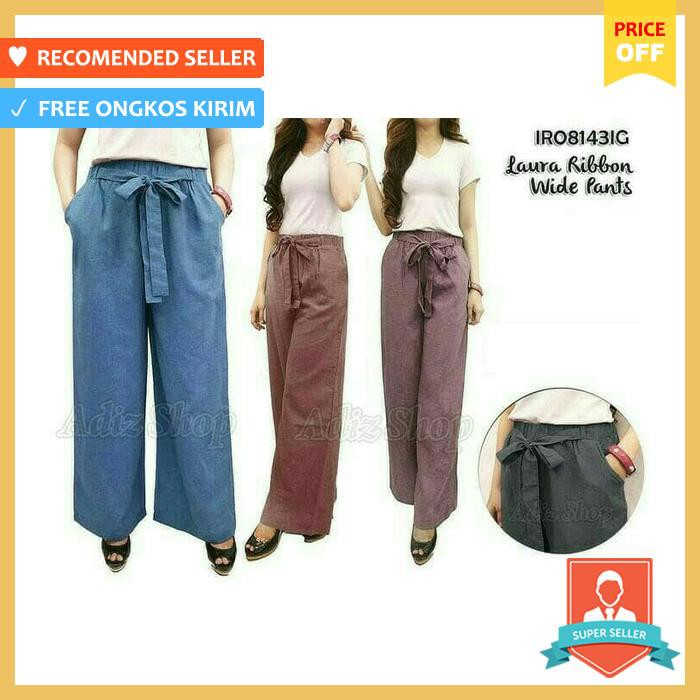 Laura Ribbon Pants Kulot Supernova Kulot Jumbo Celana Jumbo