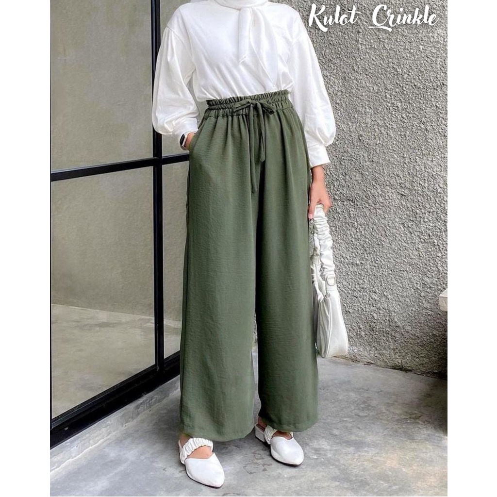 Celana Kulot Crinkle Premium / Kulot Crinkle Highwaist / Ruby Kulot Crinkle