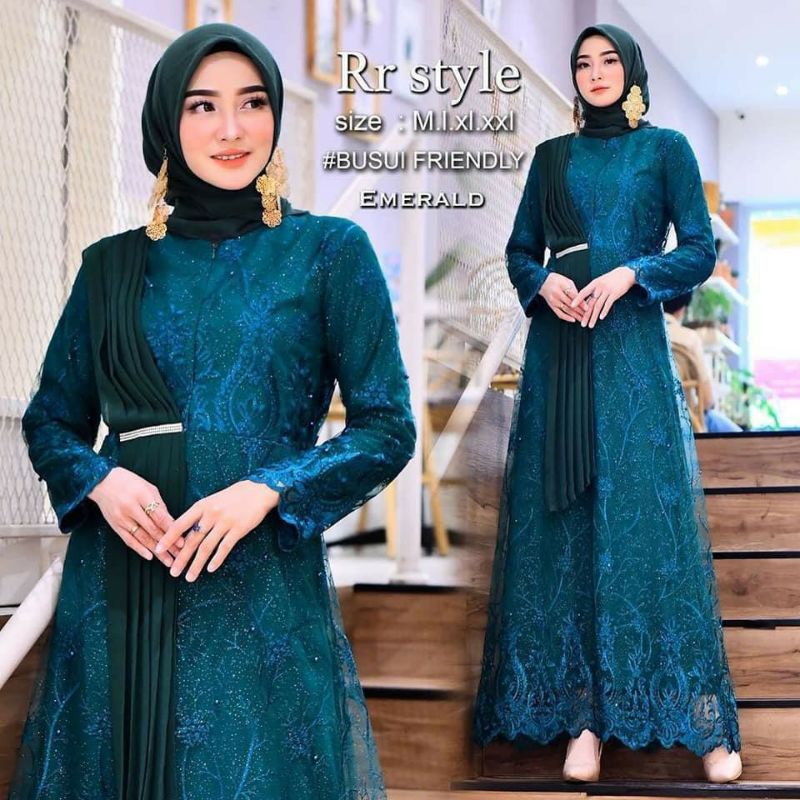 COD - Gamis selendang Modern - Gamis Pesta - Gamis Tulle Mix Ceruty - Gamis Kondangan - Gamis terbaru