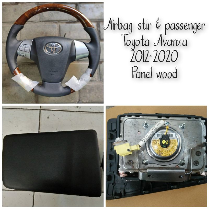 1 set airbag stir & passenger toyota avanza thn 2012-2020 panel wood dengan tombol kiri