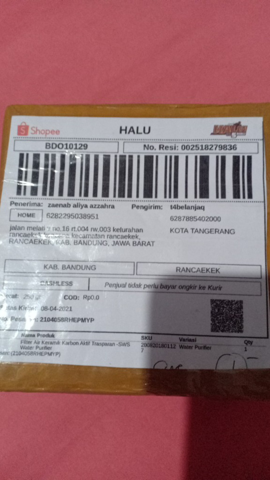 Filter Air Keramik Karbon Aktif Trasparan -sws Water Purifier