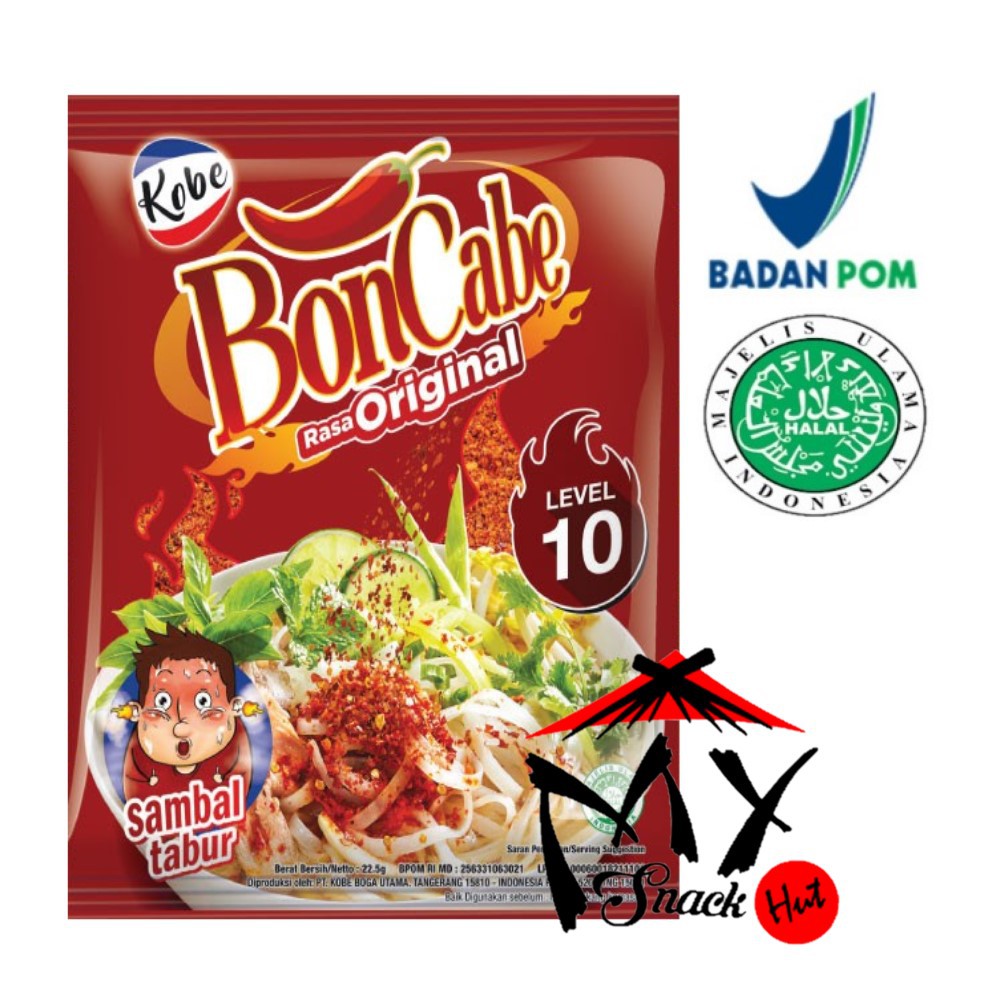 BONCABE ORIGINAL LEVEL 10 22.5GR - BON CABE SAMBAL TABUR RASA ORI - CABAI KERING BERBUMBU HALAL MUI