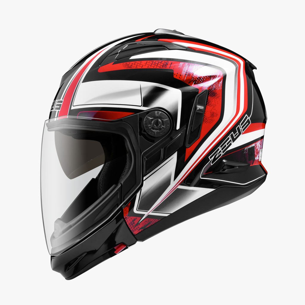 ZEUS ZS 613C BLK AJ6 RED GLOSSY MODULAR DOUBLE VISOR