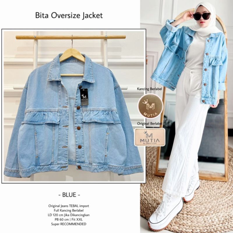 Jaket oversize jeans wanita premium / Bita oversize jacket by mutia / jaket jeans wanita modern