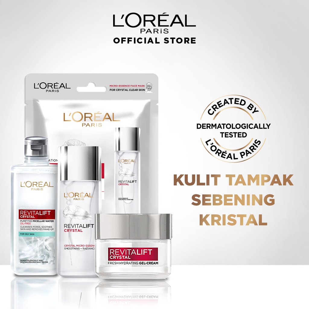 L'Oreal Paris Revitalift Crystal Micro Trial Set-Essence, Micellar Water, Day Cream, Masker Loreal