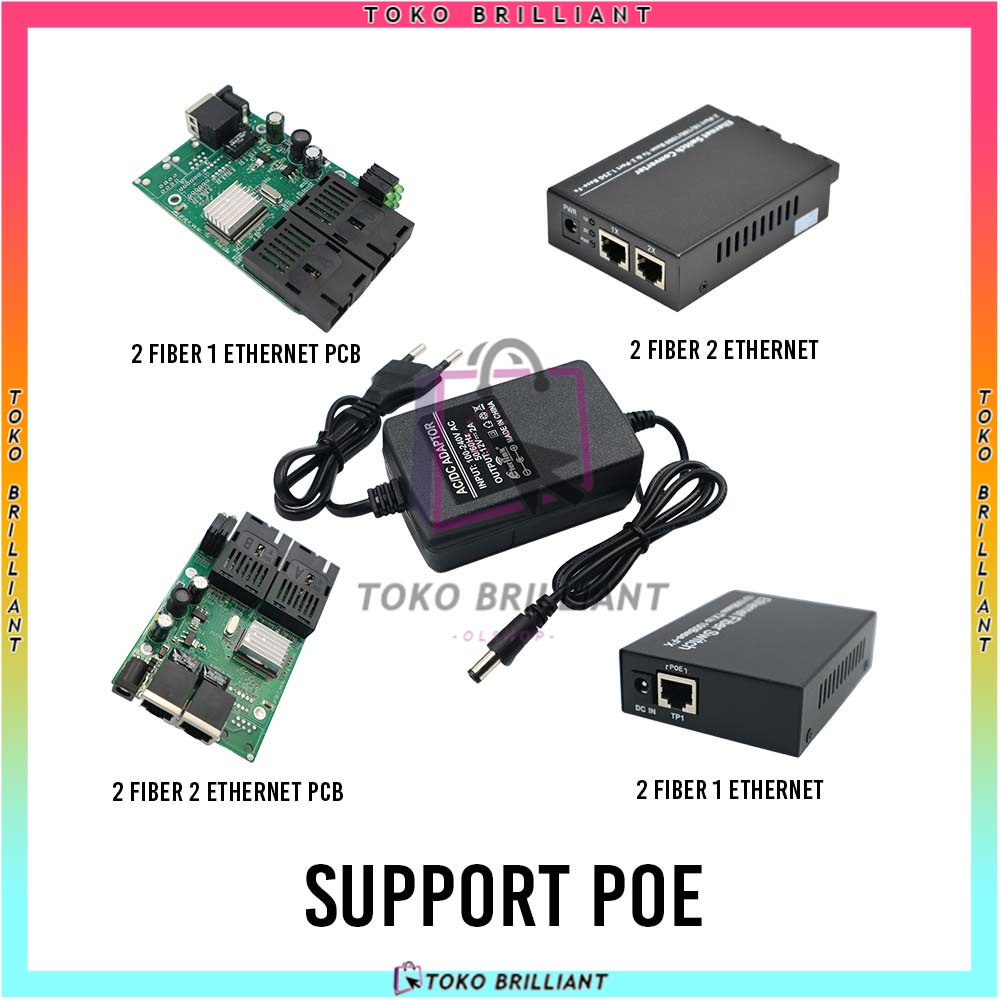 [BISA COD] Terbaru asli tangan pertama - MEDIA CONVERTER 2 FIBER 2 ETHERNET CM2F2E - 2F2E-PCB+Adaptor Atau PCS SAJA