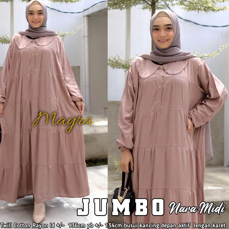 BAJU GAMIS POLOS UKURAN JUMBO LD 130 PLUS RAYON TWILL ORI MAYRA –MGN.01Jl22ᵁ