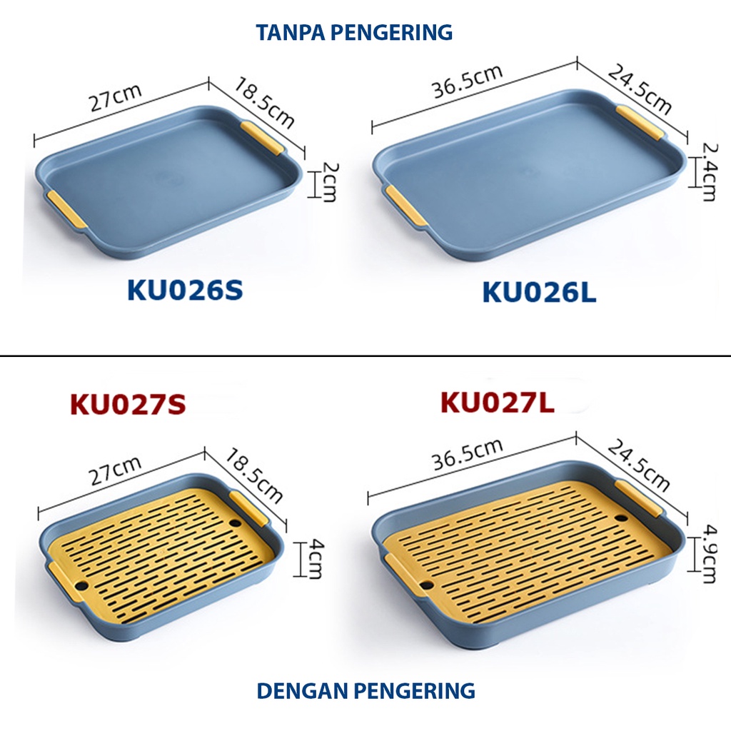 Nampan Plastik Baki serbaguna dengan Pengering Dapur KU026