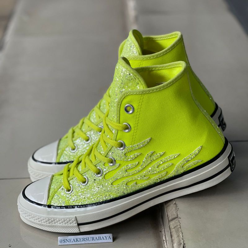 Converse Chuck Taylor 1970s Hi Glitter Shine Lemon Venom CT 70 CT 70s