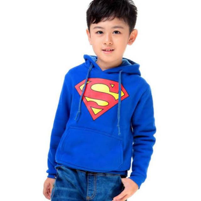 Jaket Hoodie Sweater Superman Anak Laki Laki Umur 6 - 12 Tahun Ke58