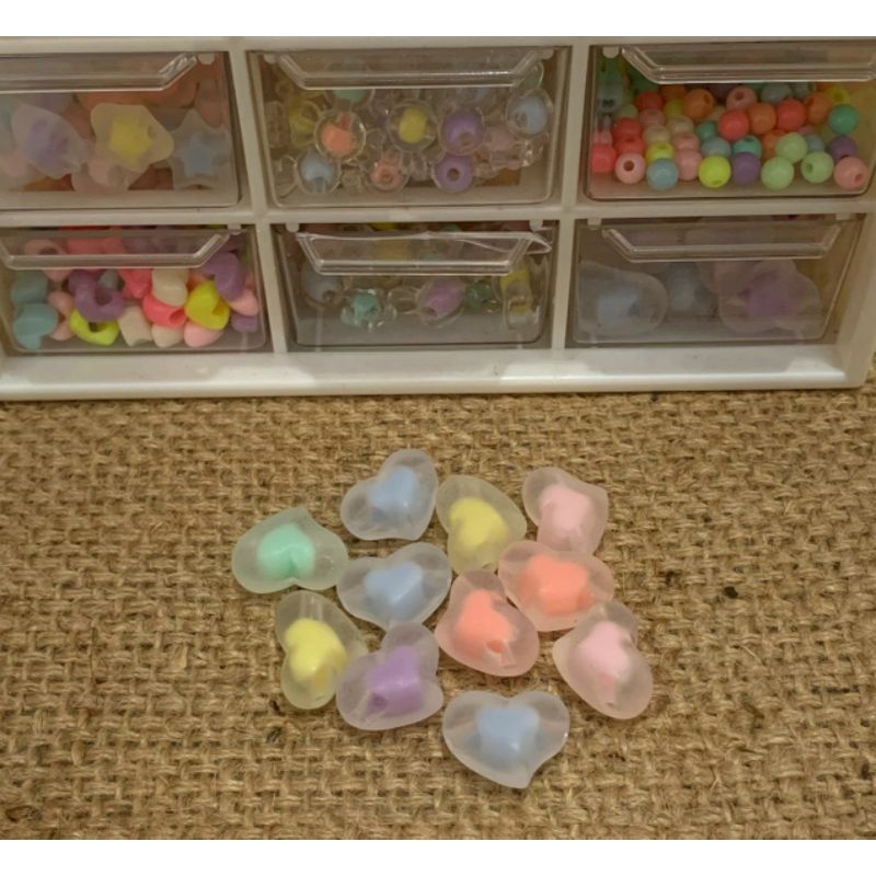 bahan Craft manik/mote love ice besar mote cantik import manik mote love ice doff