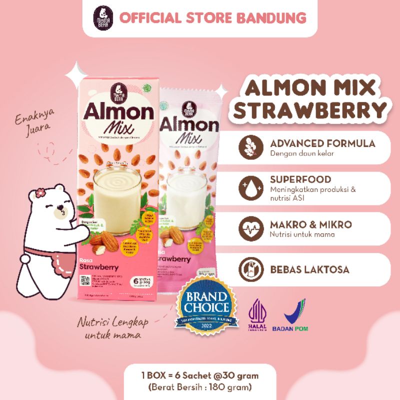 (MAMA BEAR) Almond Mix Rasa Stroberi / Pelancar ASI Mamabear/ pelancar ASI Booster/ASI Booster Terlaris