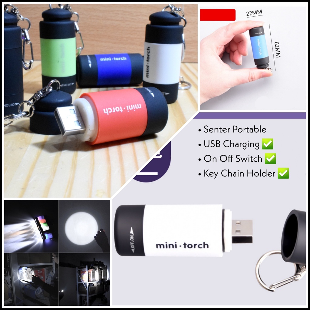 Senter Portable USB Charging Cahaya Terang Outdoor Traveling