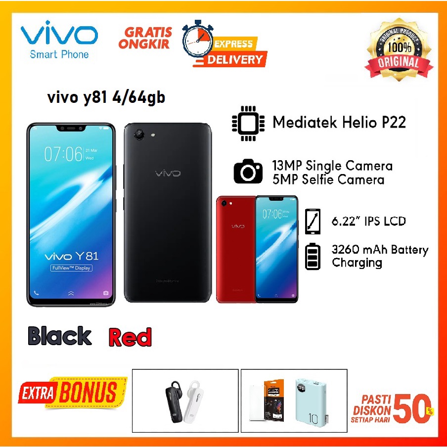 HP MURAH VIVO Y81 4/64GB BERGARANSI CUCI GUDANG