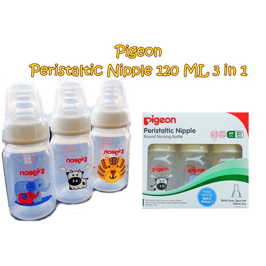 Botol pigeon peristaltic nipple 120ml isi 3pcs