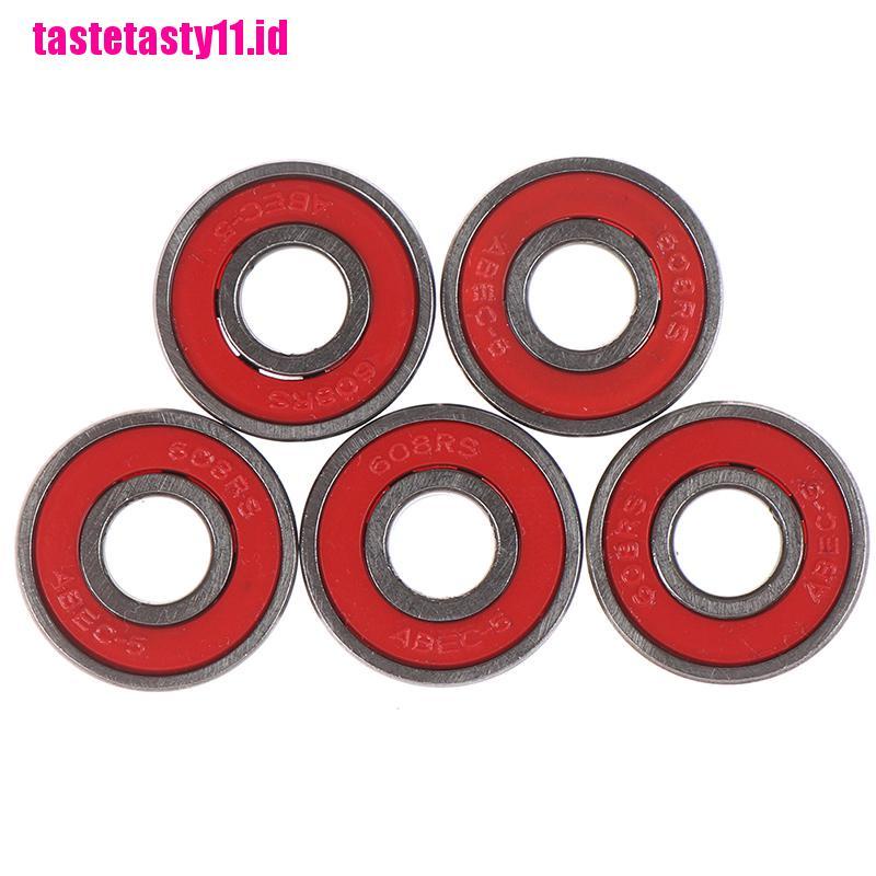 5 Pcs Bantalan Bola Segel ABEC-5 608-RS Warna Merah Untuk Skateboard