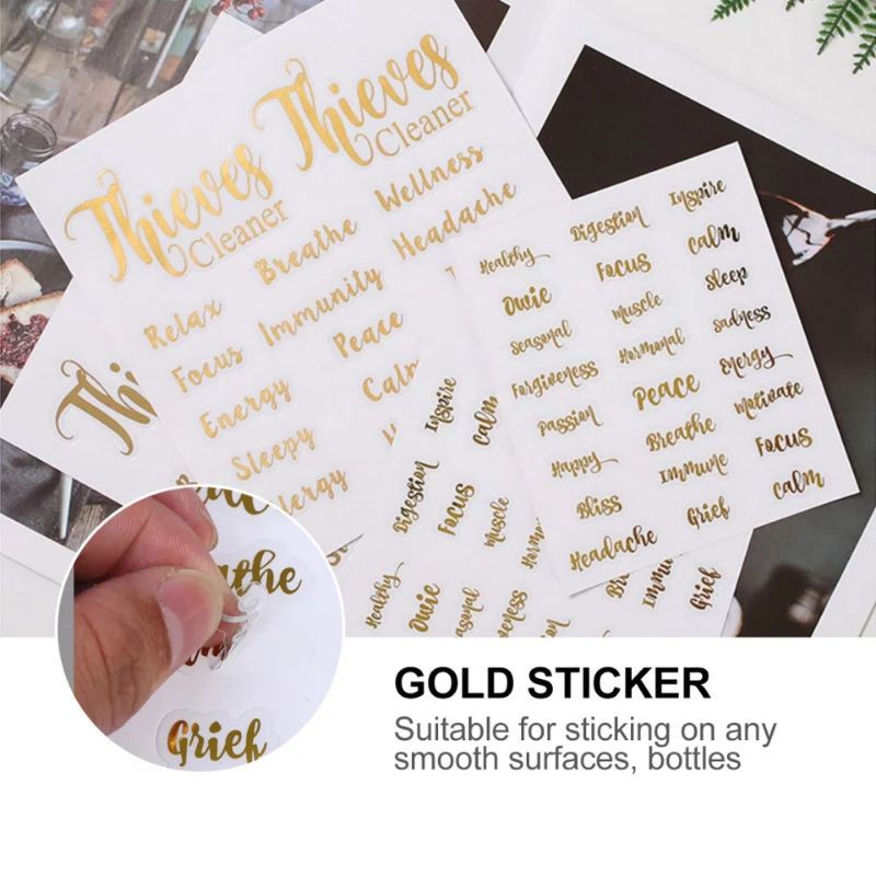 Label Stiker warna gold DIY / Label Botol Roll On Essential Oil Aromaterapi