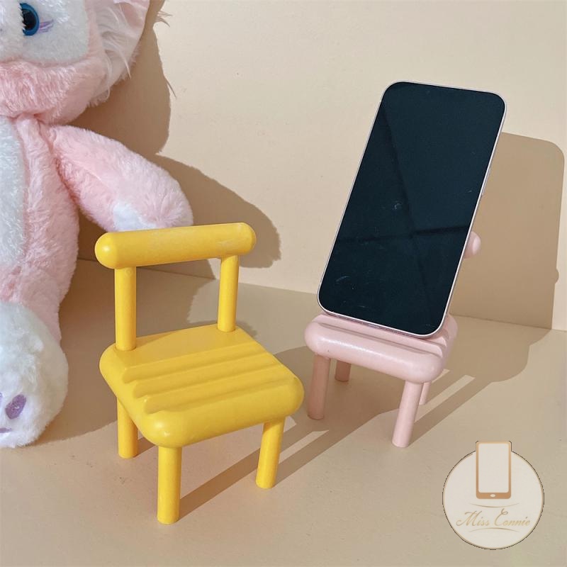 Stand Holder Handphone 3 Slot Bahan Kayu Warna Permen Macaron