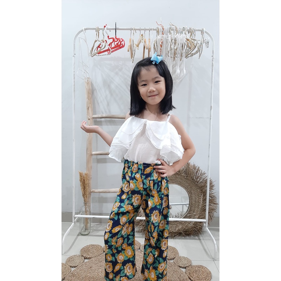 ZONA GIRL SET/SETELAN ANAK PEREMPUAN IMPORT/CELANA PANJANG ANAK MOTIF/BAJU SABRINA LENGAN PENDEK