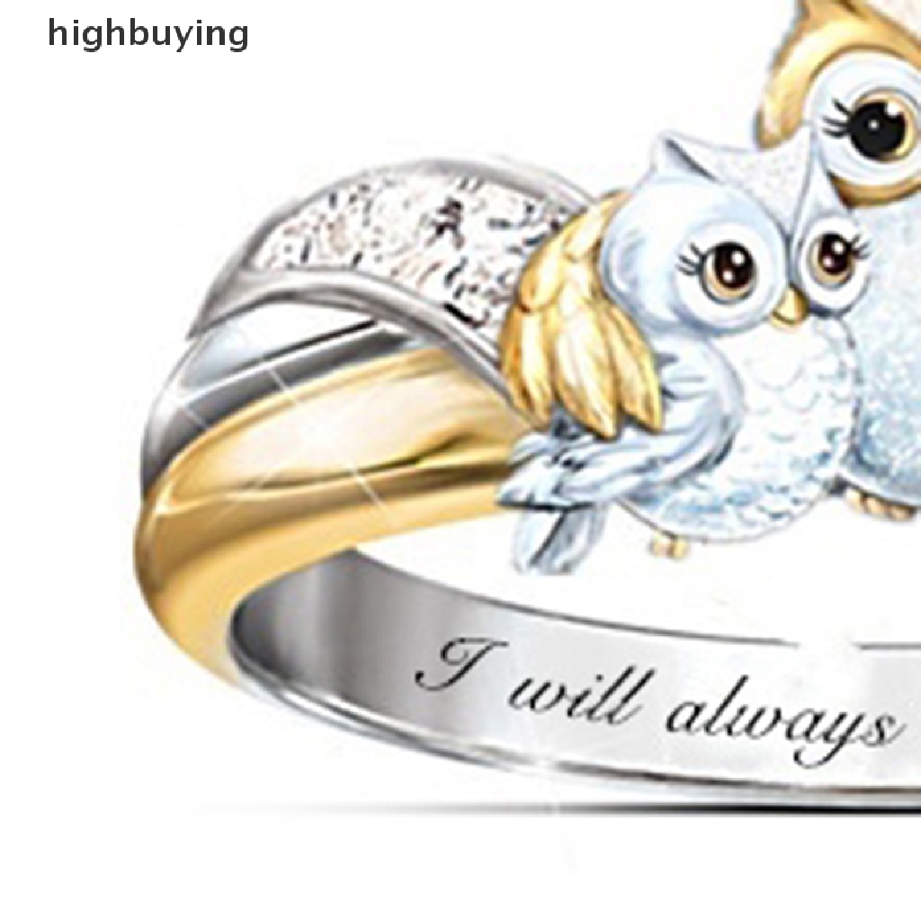 Hbid Cincin Motif Burung Hantu + Tulisan I Will Always Be With You Untuk Ibu + Anak