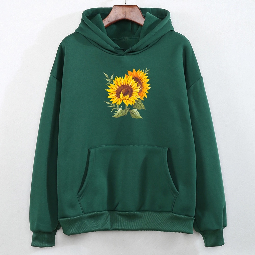 Lilipop.id Sweater Wanita Bunga Sunflower Hoodie Jumper Outwear