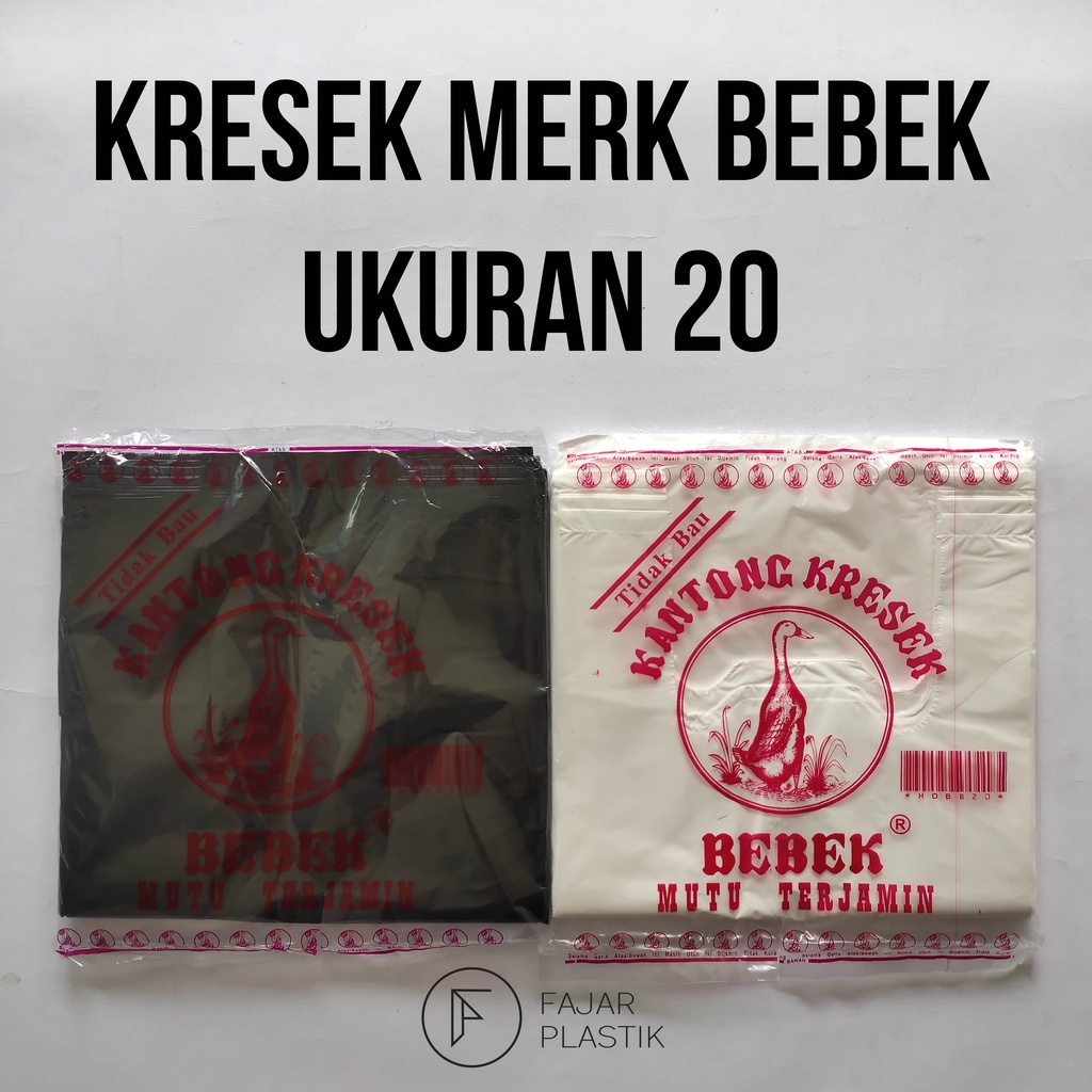 Kantong Plastik/Kantong Kresek/Kantong Kresek Plastik Hitam Putih Merk Bebek Ukuran 20 Isi ± 37 Lemb
