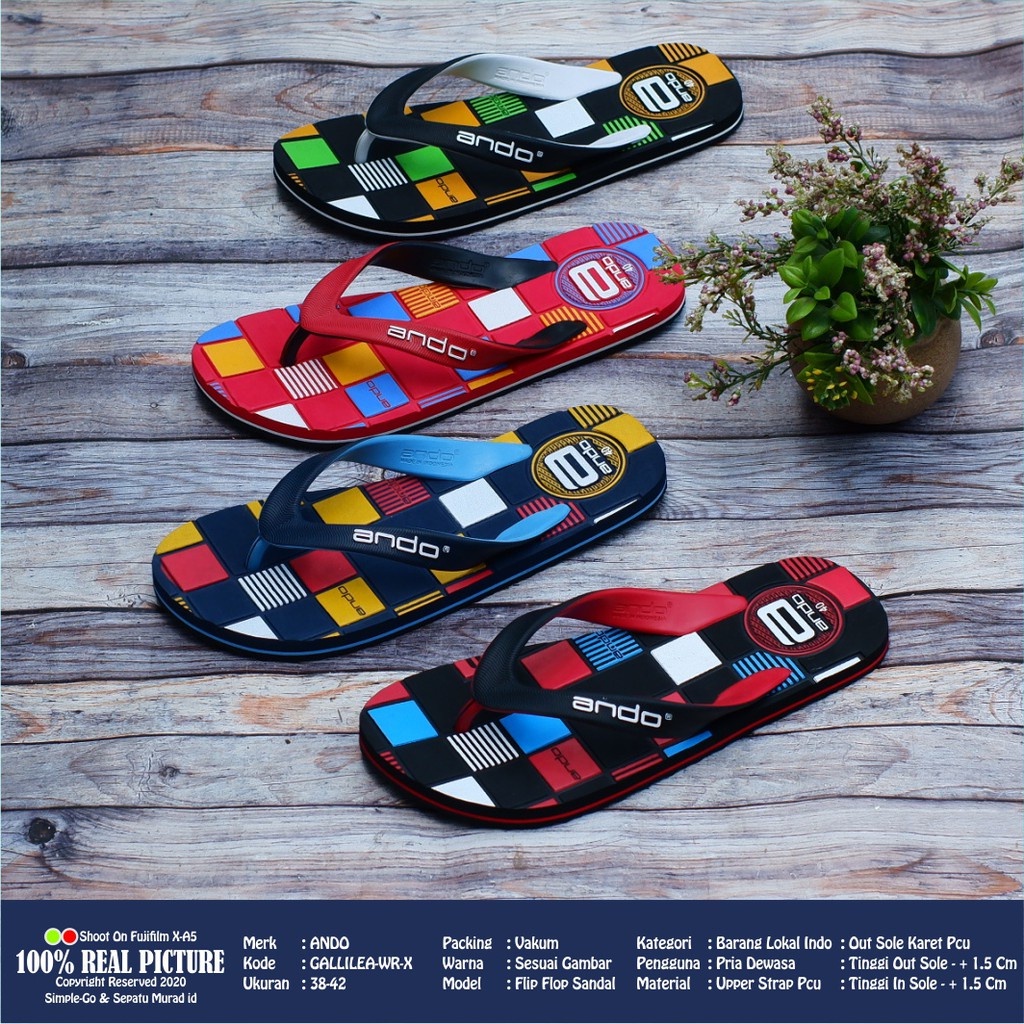 Sandal Jepit Pria Ando Galilea Merah Hitam