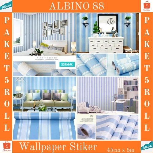 TERLARIS WALLPAPER PAKET 5ROLL ( BUY 4 GET 1 ) WALLSTICKER DINDING PREMIUM QUALITY MOTIF SALUR