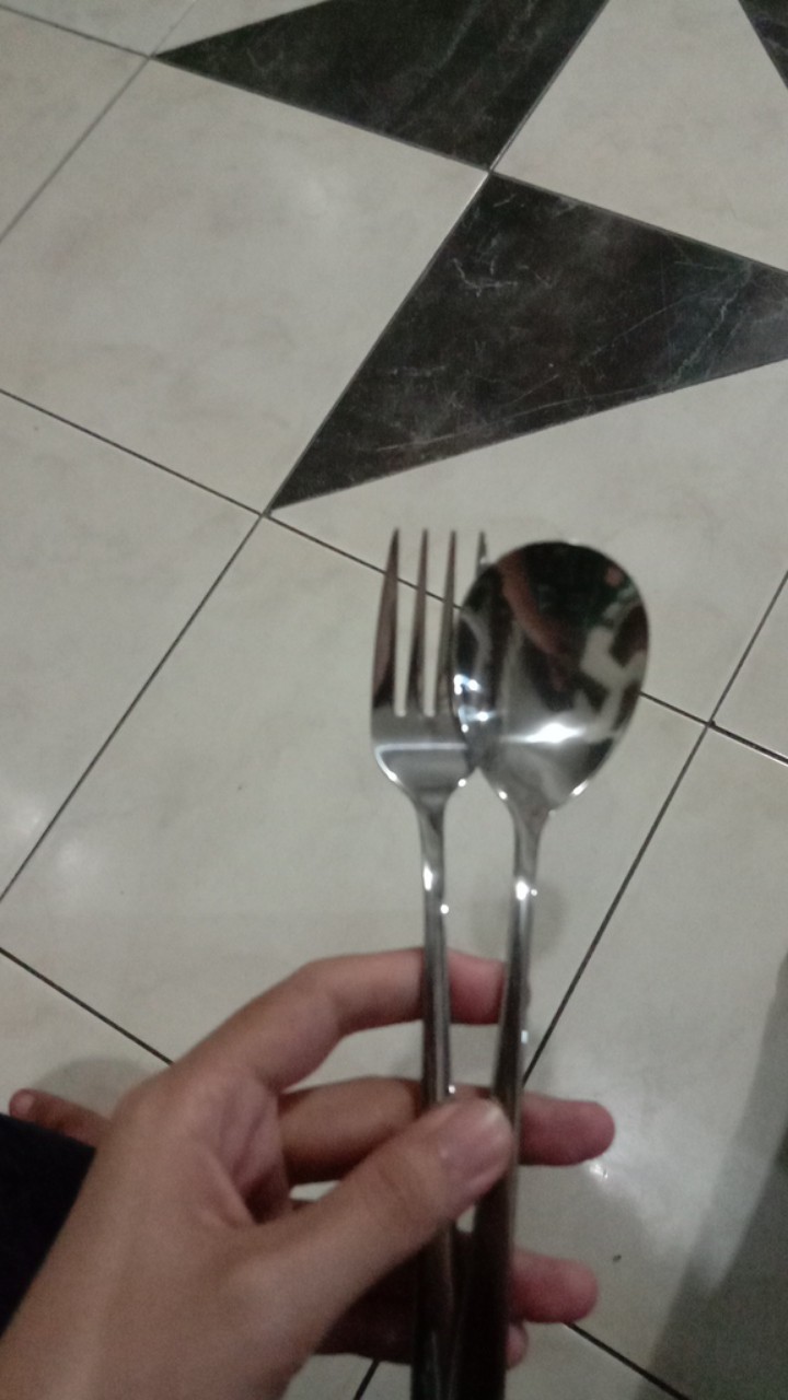 Sendok + Garpu Sujeo Korea Bahan Stainless Tebal Gagang Panjang