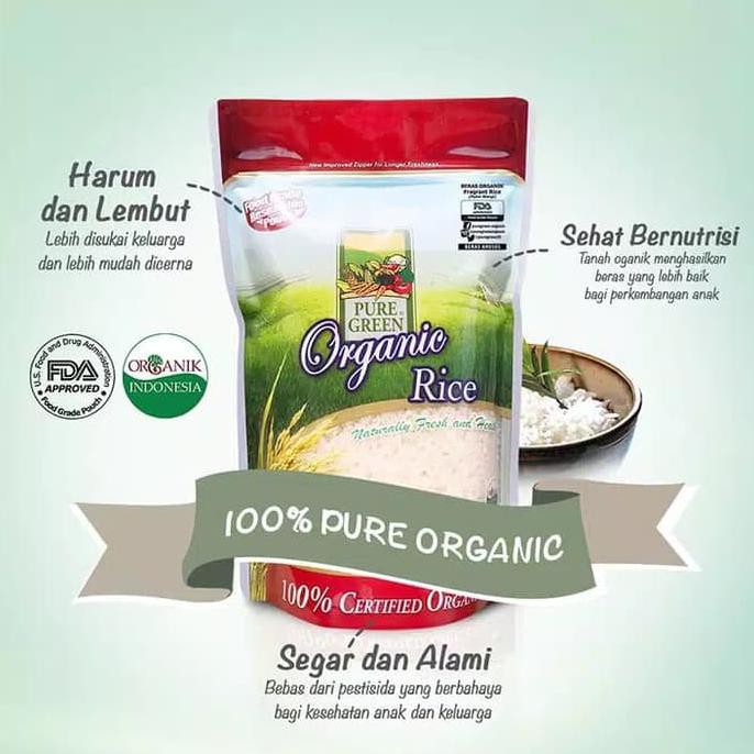 

BERAS- PUREGREEN ORGANIC RICE BERAS ORGANIK BERAS HITAM - PAKET 2 X 1 KG -UNGGULAN.